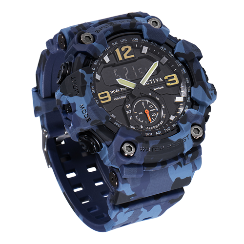 Activa X Invicta BlackOps Blue Camouflage 56mm Digital Men's Watch