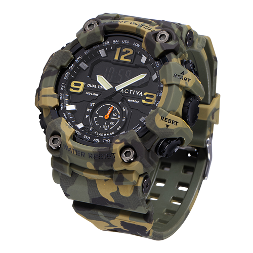 Activa X Invicta BlackOps Green Camouflage 56mm Digital Men's Watch