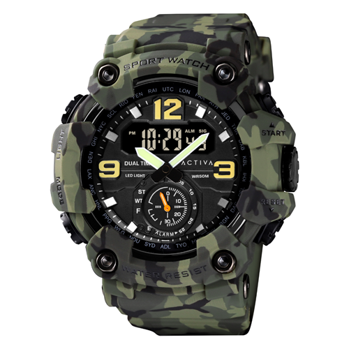 Activa X Invicta BlackOps Green Camouflage 56mm Digital Men's Watch