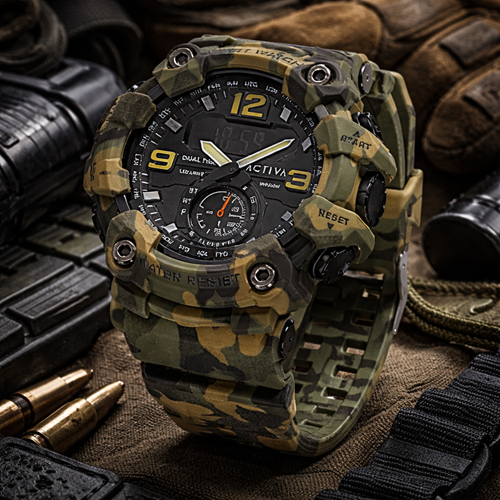Activa X Invicta BlackOps Green Camouflage 56mm Digital Men's Watch