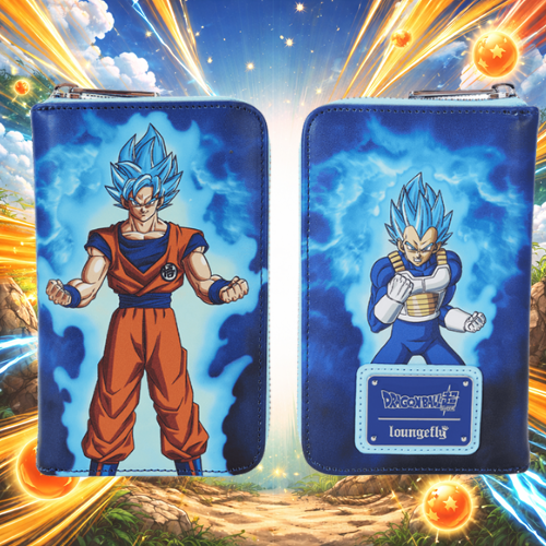 Dragon Ball Goku & Vegeta Super Saiyan Blue Glow Zip Around Wallet - Loungefly Exclusive