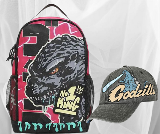 Godzilla King Of The Monsters Backpack & Embroidered Hat Bundle