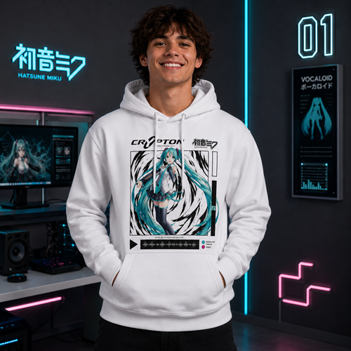 VOCALOID HATSUNE MIKU WHITE HOODIE