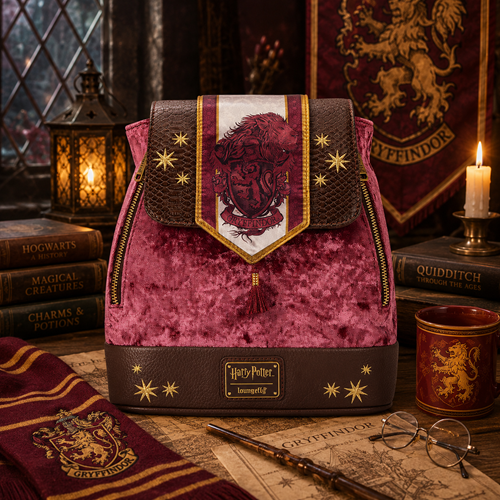 Loungefly Web Exclusive: Harry Potter Gryffindor Banner Velvet Mini Backpack