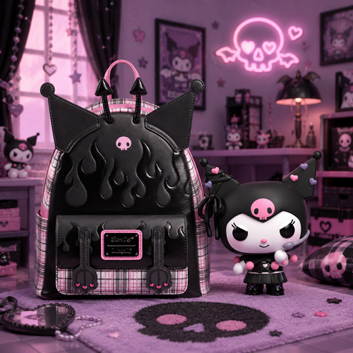 Sanrio Kuromi Flames Mini-Backpack & Funko POP - Entertainment Earth Exclusive Bundle