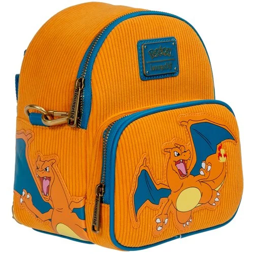 Pokemon Charizard Corduroy Convertible Mini-Backpack - Entertainment Earth Exclusive