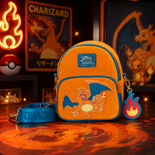 Pokemon Charizard Corduroy Convertible Mini-Backpack - Entertainment Earth Exclusive