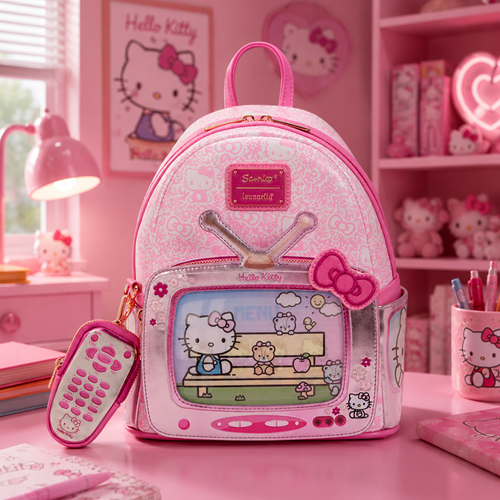 Loungefly Web Exclusive: Sanrio Hello Kitty Vintage TV Lenticular Mini Backpack with Coin Bag