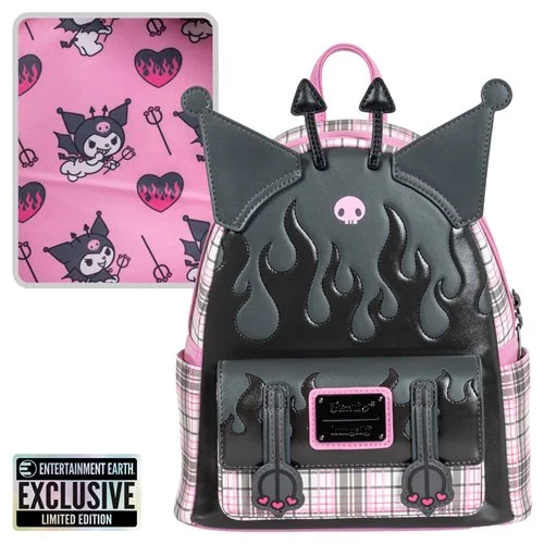 Sanrio Kuromi Flames and Plaid Mini-Backpack - Entertainment Earth Exclusive