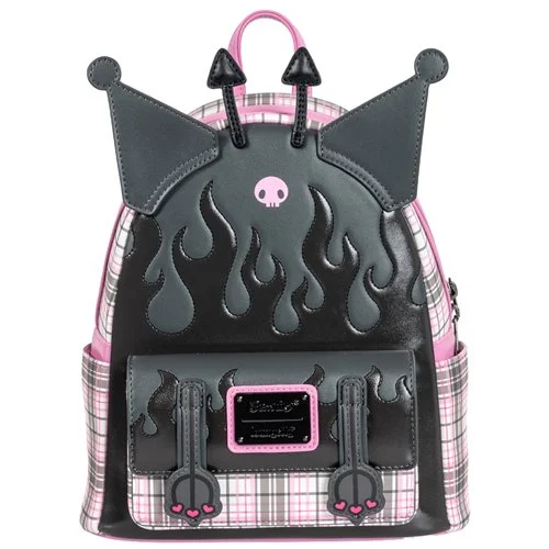 Sanrio Kuromi Flames and Plaid Mini-Backpack - Entertainment Earth Exclusive
