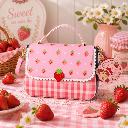 Strawberry Shortcake Gingham Crossbody Bag With Coin Bag
