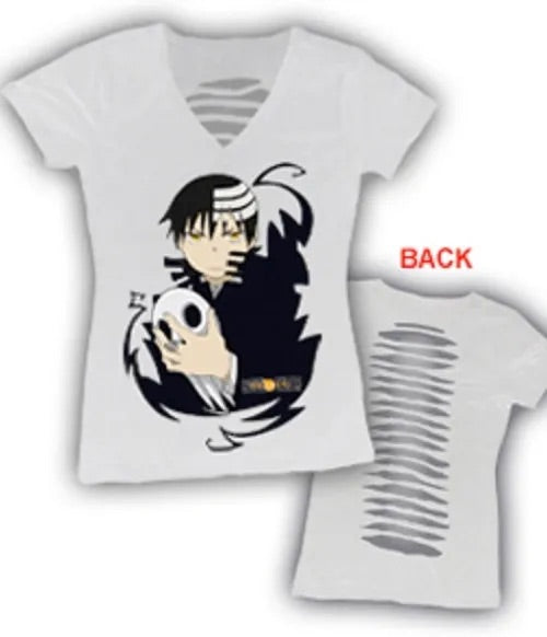 SOUL EATER DEATH THE KID STARE JUNIORS V-NECK LASER CUT BACK T-SHIRT